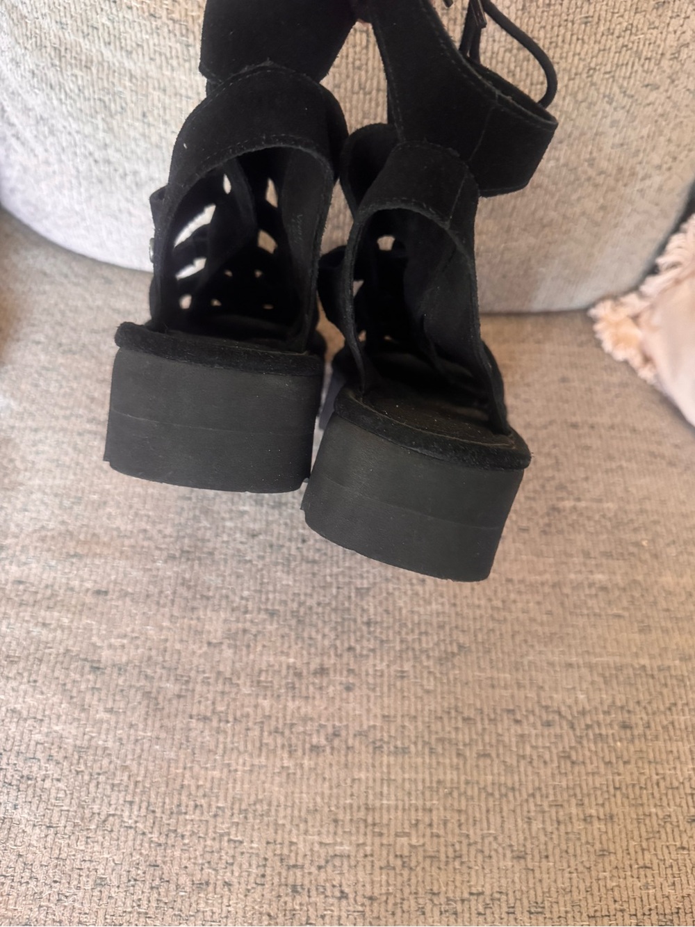 BearPaw Black Platform Gladiator Sandals with Lace-Up Ankle - Picture 3 of 4